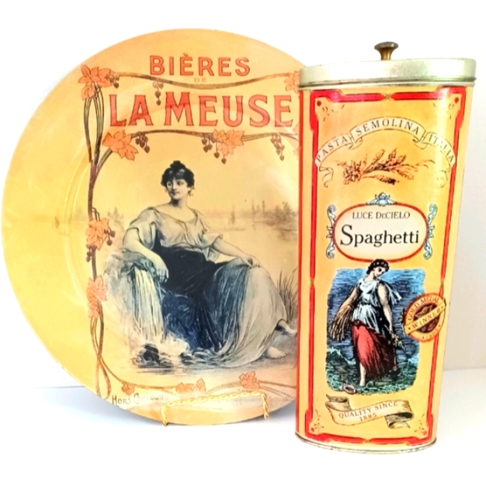 🌺 Italian Duo Plate & Tin Combo Kitchen Dining Decoration